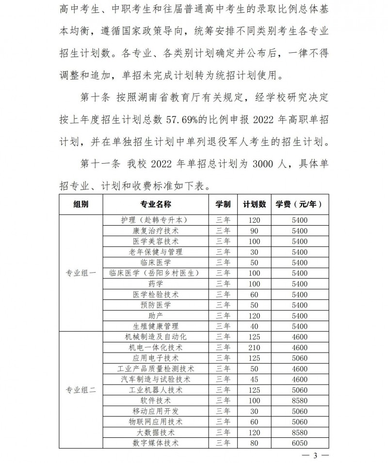 岳陽職業(yè)技術(shù)學(xué)院2022年單獨招生章程(圖3)